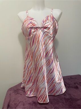 LVER Vintage Y2K Satin Slip Dress Polka Dot Bow Chemise Retro/Coquette/Colorful